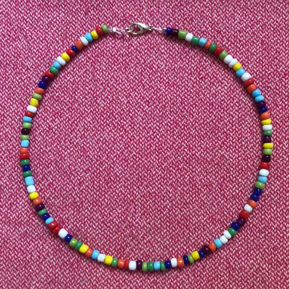 rainbow beaded choker, VSCO